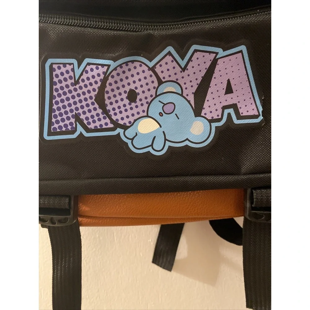 Backpack Koya Koala Bear Kooky BT21 Black With Brown Faux Leather School Bag